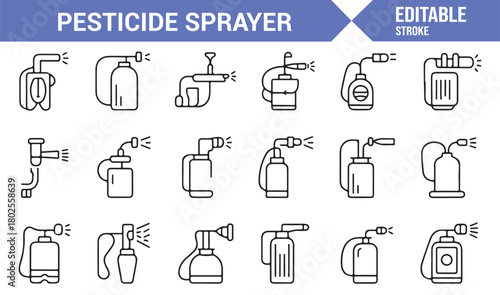 Professional Vector Icons of Chemical Applicators, Pumps, and Spray Tanks