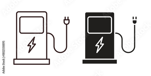 Charging station icon concept. Glyph vector illustration isolated. Simple solid style.
