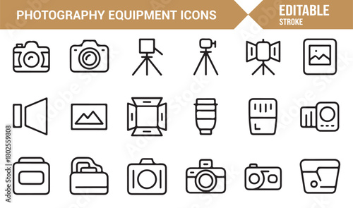 Modern Linear Photography Tool Symbols for Creative and Commercial Use