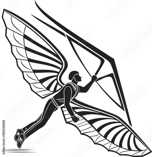 Flying Wing Glider Silhouette Illustration Sport Recreation Activity and Fun