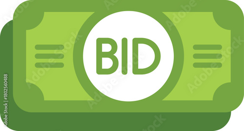 Green banknote representing the concept of bidding in an auction or tender