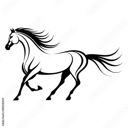 Minimal horse in motion vector simple stroke art for equestrian branding sports marketing and fluid movement visual themes