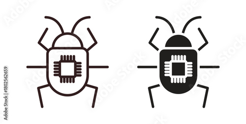 Computer bug icon concept. Glyph vector illustration isolated. Simple solid style.