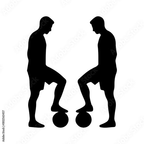 Soccer player silhouette set. Athlete in standing pose, front view, isolated.