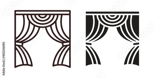 Curtains icon concept. Glyph vector illustration isolated. Simple solid style.