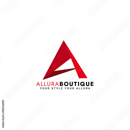 A logo featuring a stylized red letter a with the text alluraboutique and your style your allura below it
