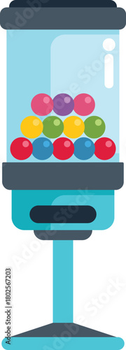 Gumball vending machine dispensing colorful candy and sweets to customers