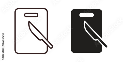 Cutting board with knifes. collection. Silhouette flat icon design element.. vector glyph flat icons