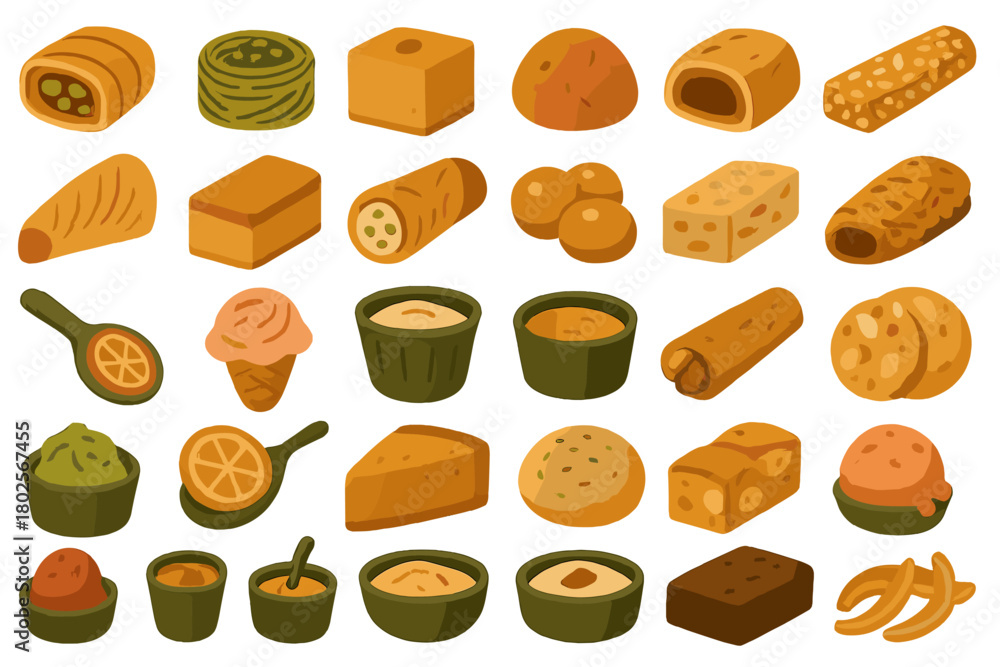 custom made wallpaper toronto digitalIndian desserts and snacks icon set – sweets, treats & bites