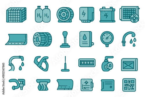 Industrial automation and robotics parts icon pack
