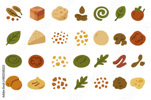 Watercolor-style food ingredient icons on warm gradient background