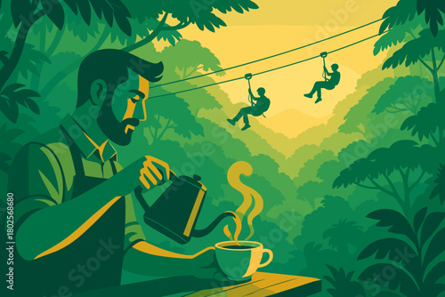 Jungle morning coffee and zipline adventure