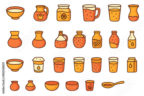 Illustrated beverage shelf pattern with assorted drink containers