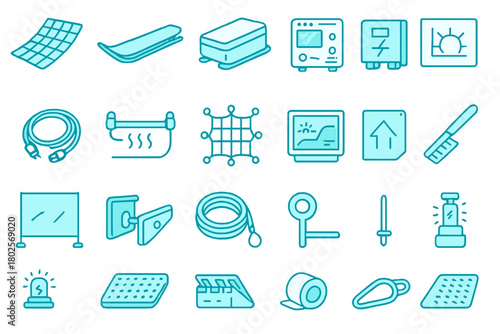 Photovoltaic system installation and diagnostic tool icons