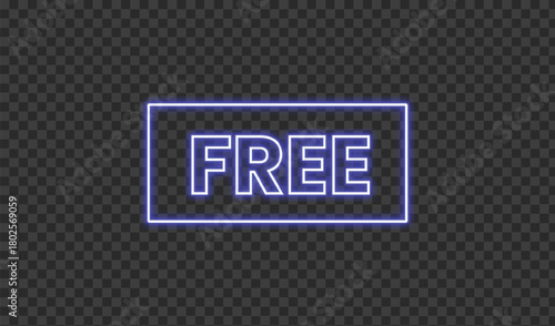 Bright purple neon sign spelling the word free in a rectangular frame