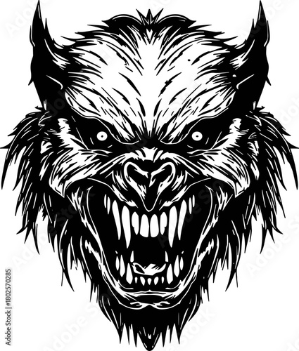 Werewolf Face svg,Halloween  svg,Monster Wolf Svg, Howling Werewolf Clipart,Monster svg