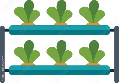 Hydroponic farming system growing plants in a greenhouse using mineral nutrient solutions in water without soil