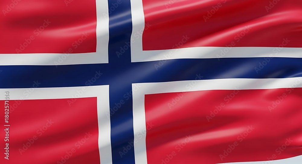 Obraz premium Norway flag waving in the wind, national symbol of the kingdom of norway, Norway Independent Day flag