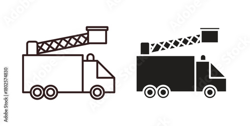 Fire truck icon concept. Glyph vector illustration isolated. Simple solid style.