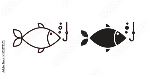 Fishing icon concept. Glyph vector illustration isolated. Simple solid style.