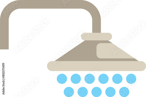 Shower head pouring water drops, bathroom fixture for hygiene