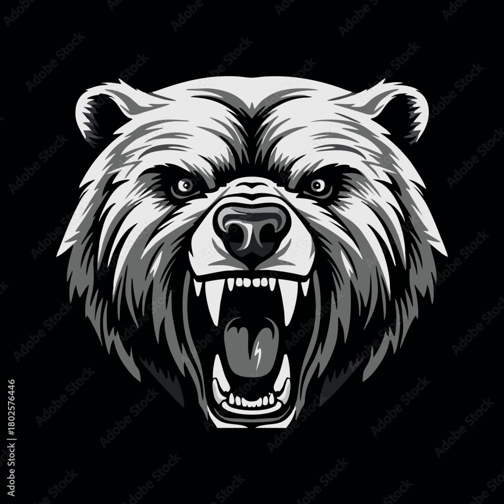 Fototapeta premium Bear Head Logo, Fierce Bear Vector, Modern Animal Emblem Design