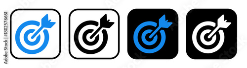 Set target flat icons, victory sign. Target with arrow icon sign vector