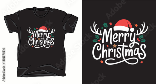 Merry christmas graphic vector art t-shirt design