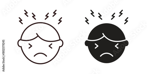 Headache icon icon concept. Glyph vector illustration isolated. Simple solid style.