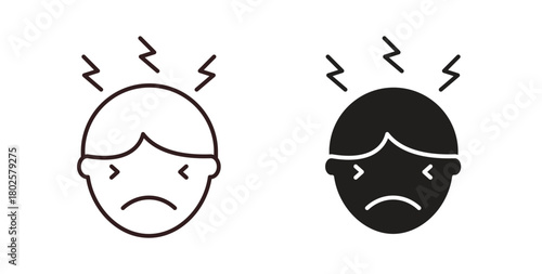 Headache icon concept. Glyph vector illustration isolated. Simple solid style.