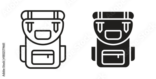 Hiking backpack icon concept. Glyph vector illustration isolated. Simple solid style.