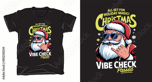 Vibe check christmas graphic vector art t-shirt design