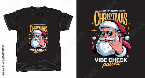 Vibe check christmas graphic vector art t-shirt design