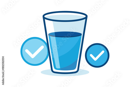 Refreshing glass of water is visualized with approval in a simple design