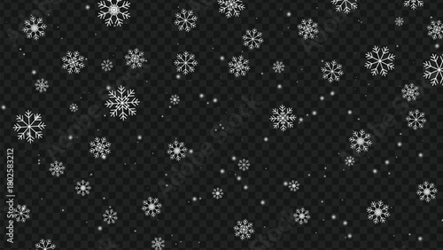 Falling snowflakes winter background for seasonal holiday designs and festive decoration projects