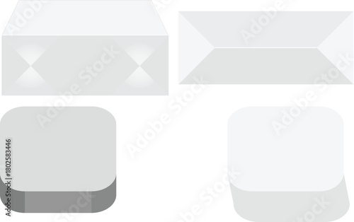 Set realistic podium. Pedestal and platform, stand stage, cylinder. Round empty stages and podium stairs 3d template - vector