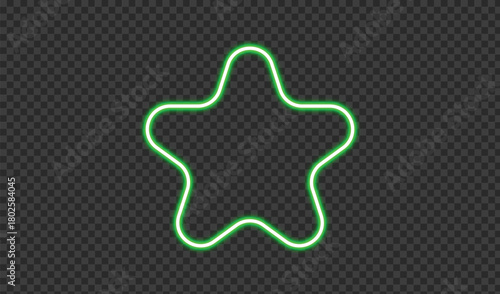 Glowing neon star shape on transparent background