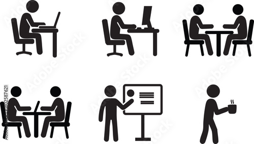 Office Work Stick Figure Icons