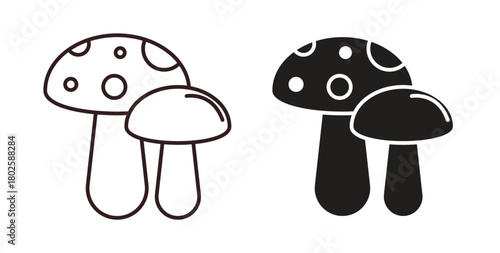 Mushrooms icon concept. Glyph vector illustration isolated. Simple solid style.