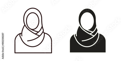 Muslim woman icon concept. Glyph vector illustration isolated. Simple solid style.