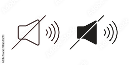 Mute sound icon concept. Glyph vector illustration isolated. Simple solid style.