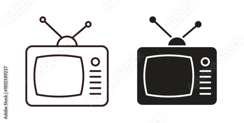 Old television icon concept. Glyph vector illustration isolated. Simple solid style.