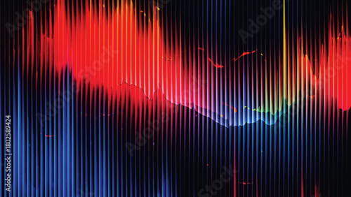 Red and blue gradient abstract light burst with vertical glowing line texture

