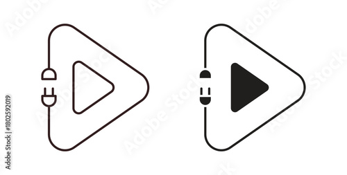 Plug and play icon concept. Glyph vector illustration isolated. Simple solid style.