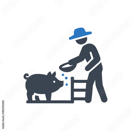 Farmer Feeding Pig icon