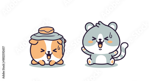 Cute animal character doing something silly and funny