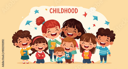 Cute children sharing jokes and laughing together, warm atmosphere