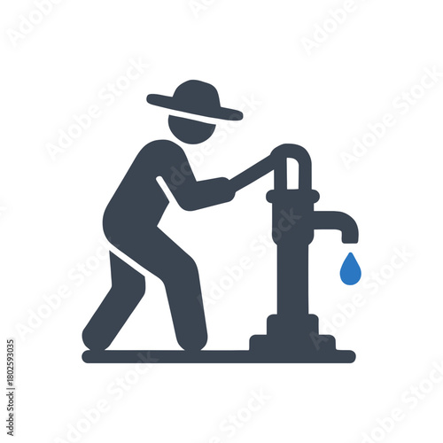 Farmer Pumping Water icon