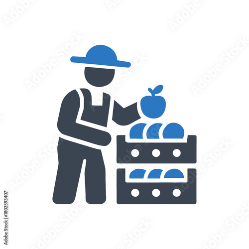 Farmer Stacking Fruit icon
