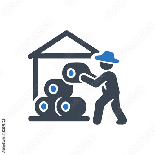 Farmer Stacking Hay icon